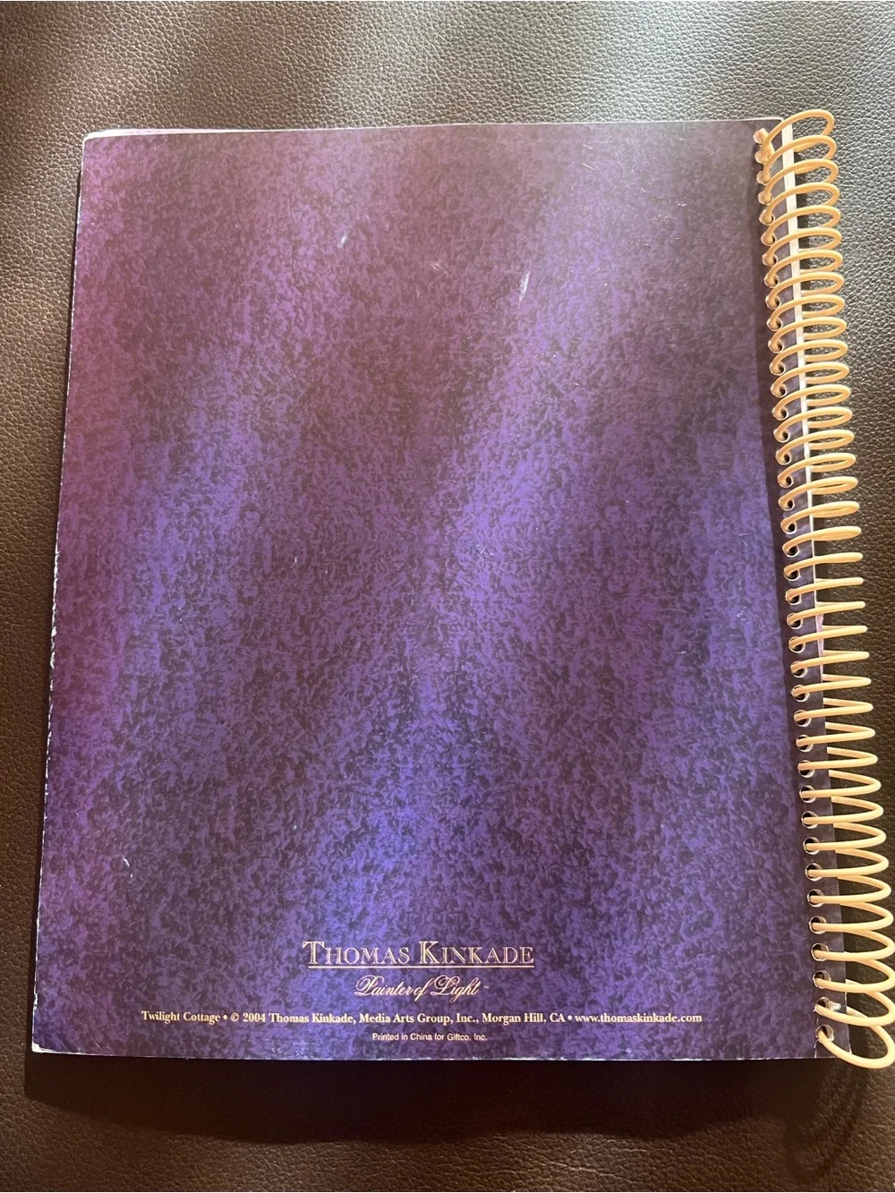 Thomas Kinkade 12 Month Spiral Bill Organizer - Purple with Cottage Artwork